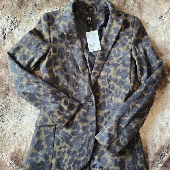 H&M Leopard Print Blazer - Black and Brown - Picture 1 of 6